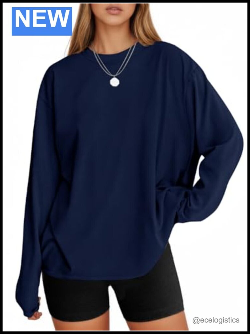 Long Sleeve Oversized Crewneck T-Shirt Basic Y2K Loose Fit Tee
